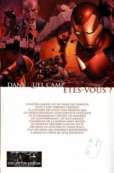 Verso de l'album Civil War Tome 1
