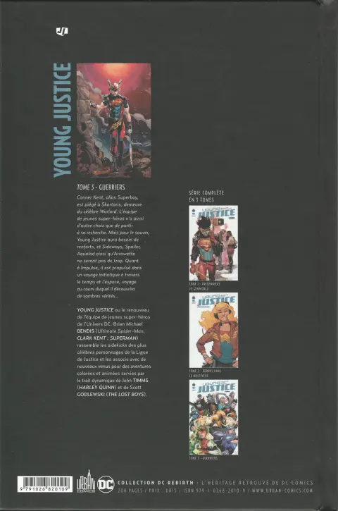 Verso de l'album Young Justice 3 Guerriers