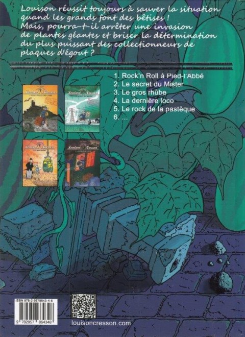 Verso de l'album Les tribulations de Louison Cresson 5 Le rock de la pastèque