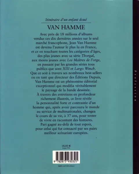 Verso de l'album Van Hamme, itinéraire d'un enfant doué