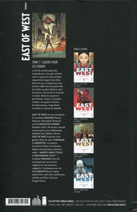 Verso de l'album East of West 7 Leçons pour les soumis