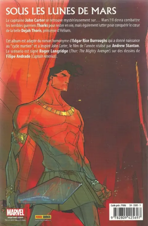 Verso de l'album John Carter Une princesse de mars