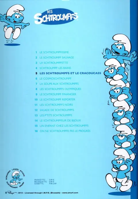 Verso de l'album Les Schtroumpfs Tome 5 Les Schtroumpfs et le Cracoucass