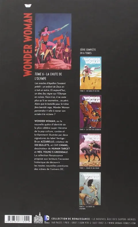 Verso de l'album Wonder Woman Tome 6 La chute de l'Olympe