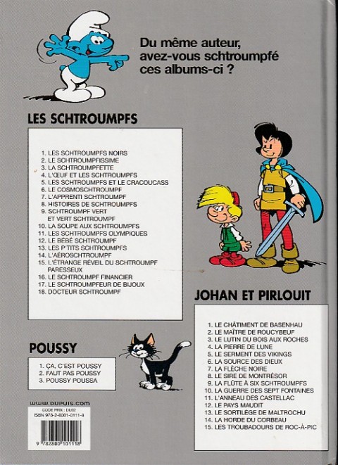 Verso de l'album Les Schtroumpfs Tome 4 L'œuf et les schtroumpfs