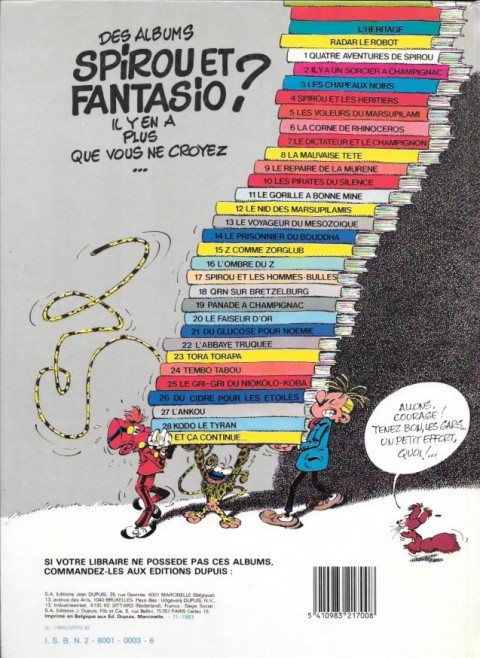 Verso de l'album Spirou et Fantasio Tome 1 4 aventures de Spirou ...et Fantasio