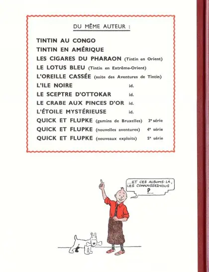 Verso de l'album Tintin Tome 8 Le sceptre d'Ottokar