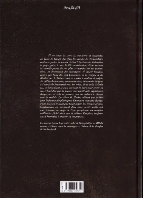 Verso de l'album Le Donjon de Naheulbeuk Tome 19 Sixième saison, partie 1