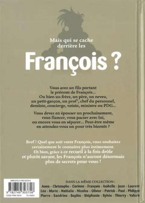 Verso de l'album L'Encyclopédie des prénoms en BD Tome 19 François