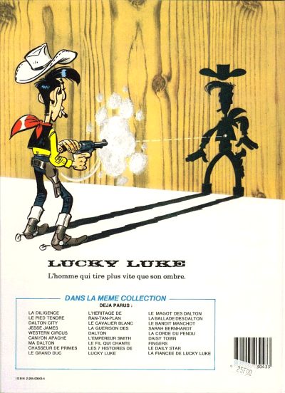 Verso de l'album Lucky Luke Tome 54 La fiancée de Lucky Luke
