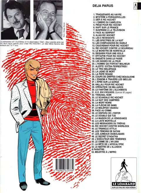 Verso de l'album Ric Hochet Tome 52 Le maître de l'illusion