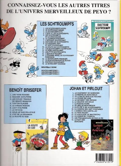 Verso de l'album Les Schtroumpfs Tome 19 Le Schtroumpf sauvage