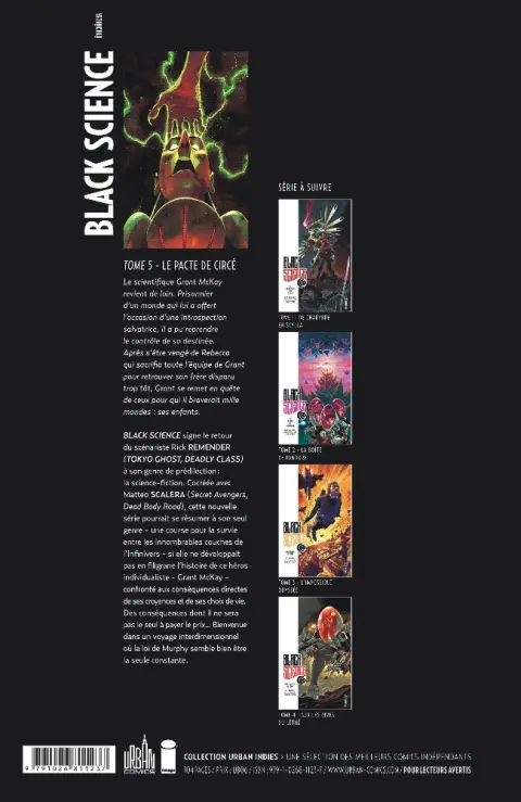 Verso de l'album Black Science Tome 5 Le Pacte de Circé