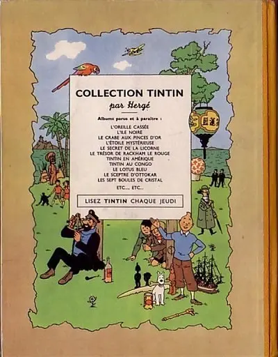 Verso de l'album Tintin Tome 13 Les 7 boules de cristal