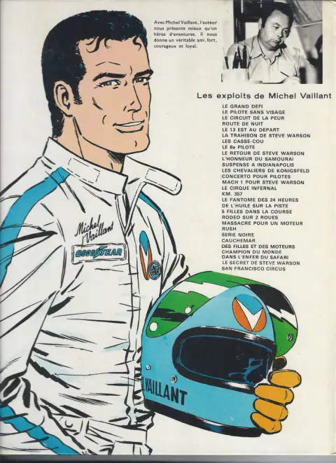 Verso de l'album Michel Vaillant Tome 14 Mach 1 pour Steve Warson