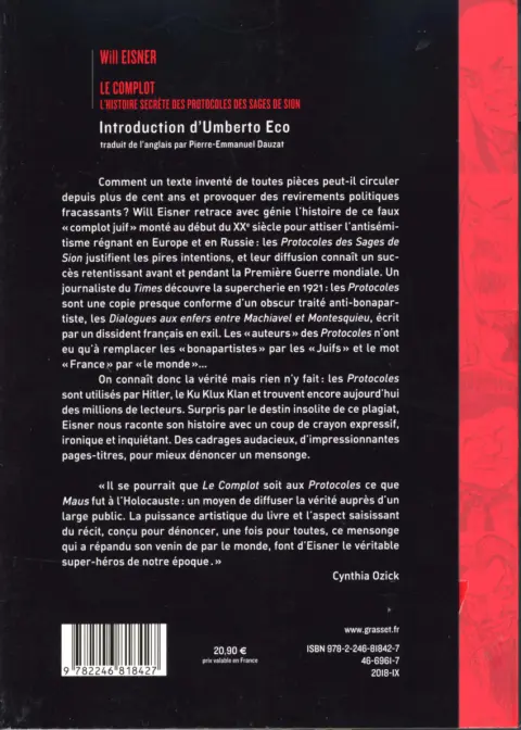 Verso de l'album Le Complot L'histoire secrète des protocoles des sages de Sion