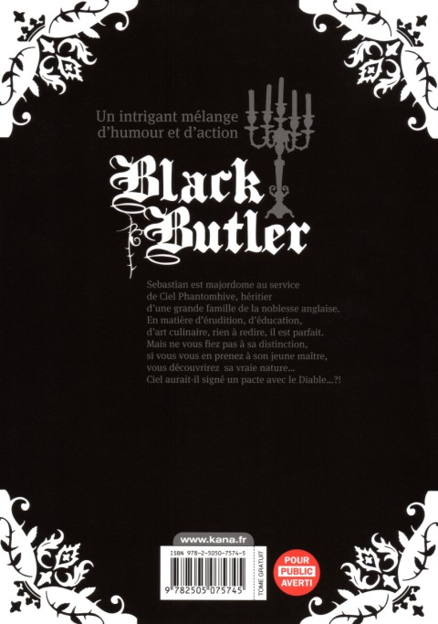 Verso de l'album Black Butler 1 Black Host