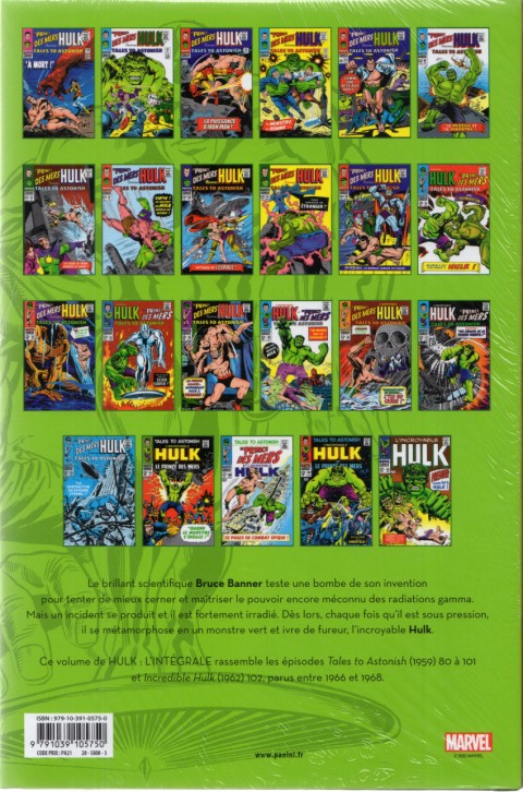 Verso de l'album Hulk - L'Intégrale Volume 12 1966-1968