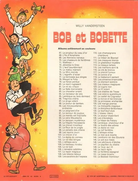 Verso de l'album Bob et Bobette Tome 85 Lambique au bois dormant