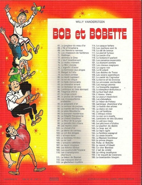 Verso de l'album Bob et Bobette Tome 120 Les corsaires ensorcelés