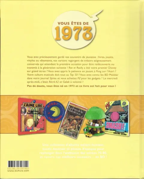 Verso de l'album Mes souvenirs en BD Tome 34 Année de naissance 1973
