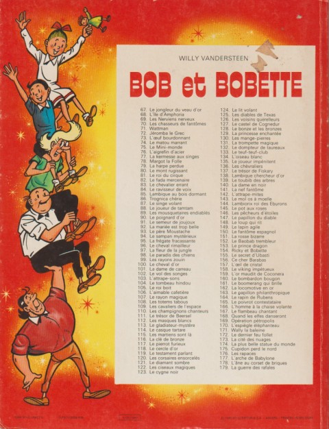 Verso de l'album Bob et Bobette Tome 128 le bonze et les bronzes