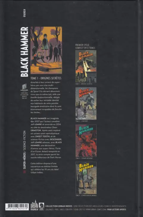 Verso de l'album Black Hammer Tome 1 Origines secretes
