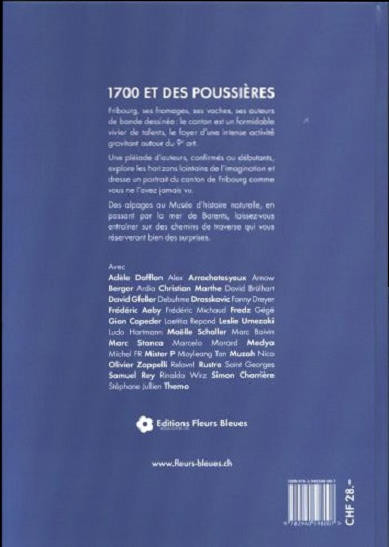 Verso de l'album 1700 et des poussières Trente-six façons de raconter le canton de Fribourg