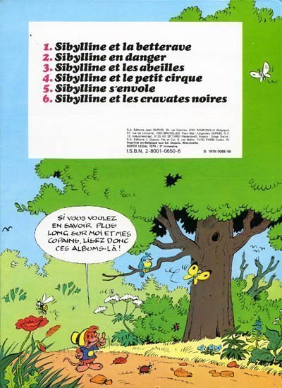 Verso de l'album Sibylline - Dupuis Tome 7 Sibylline et Elixir le maléfique