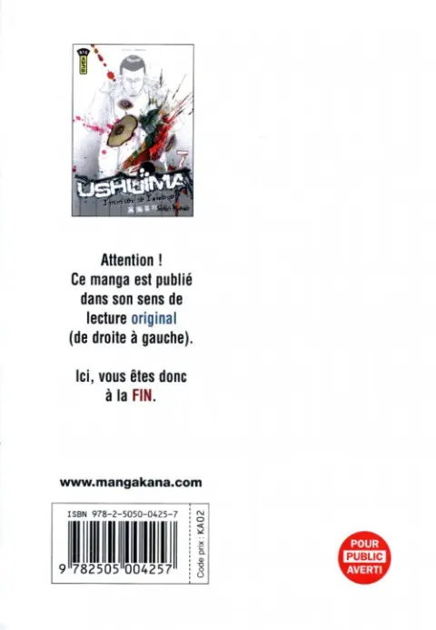 Verso de l'album Ushijima - L'usurier de l'ombre 7