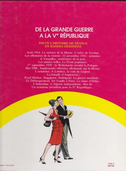 Verso de l'album Histoire de France en bandes dessinées Tome 8 De la Grande Guerre à la Ve République