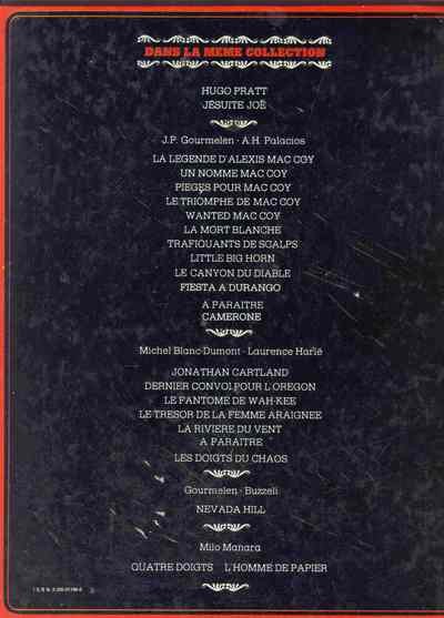 Verso de l'album Mac Coy Tome 7 Trafiquants de scalps