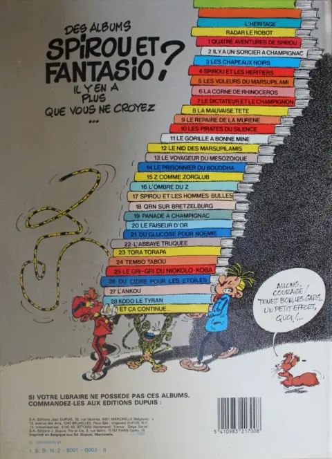 Verso de l'album Spirou et Fantasio Tome 1 4 aventures de Spirou