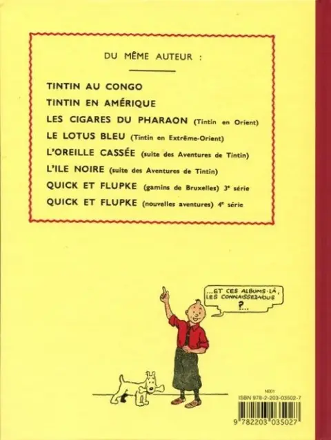 Verso de l'album Tintin Tome 8 Le sceptre d'Ottokar