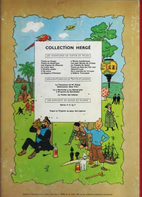 Verso de l'album Tintin Tome 7 L'île noire