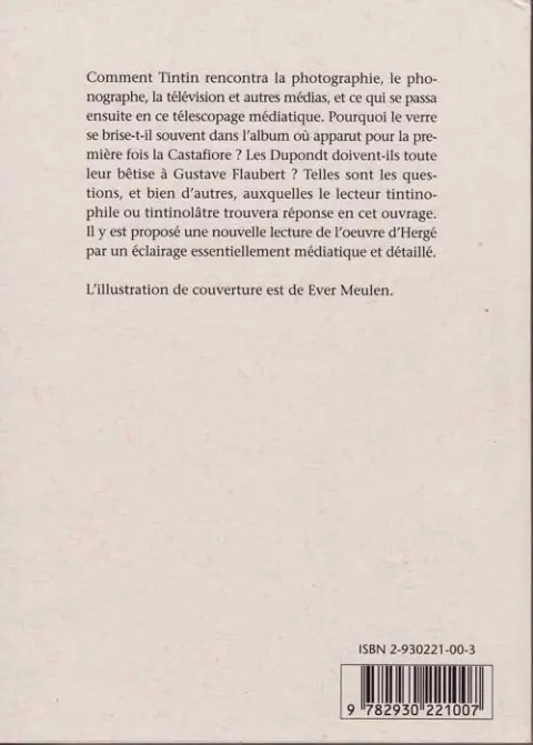 Verso de l'album Tintin et les médias