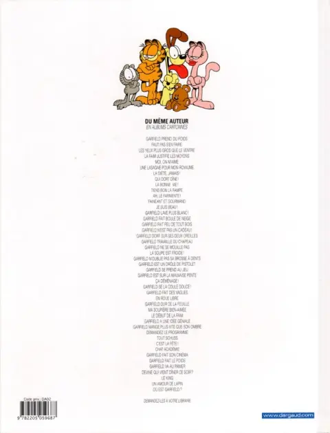 Verso de l'album Garfield Tome 45 Où est Garfield ?