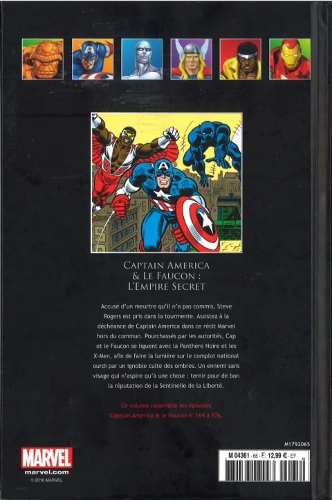 Verso de l'album Marvel Comics - La collection de référence Tome 65 Captain America & Le Faucon - L'Empire Secret