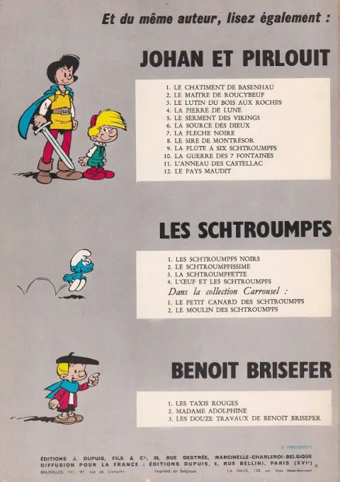 Verso de l'album Johan et Pirlouit Tome 7 La flèche noire