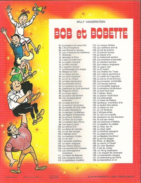 Verso de l'album Bob et Bobette Tome 68 L'île d'Amphoria