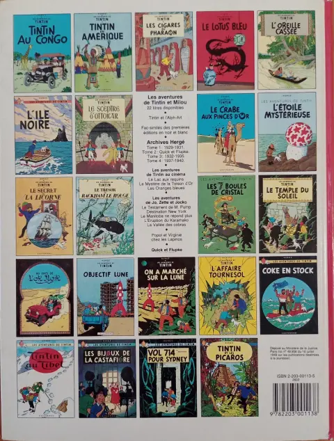 Verso de l'album Tintin Tome 14 Le temple du soleil