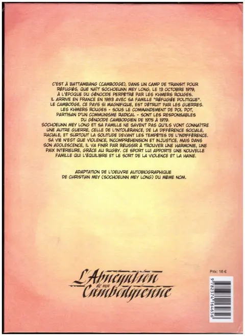 Verso de l'album L'Abnégation de ma cambodgienne