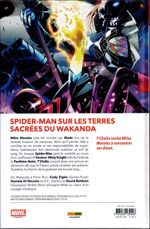 Verso de l'album Miles Morales - Spider-Man 6 Voyage au Wakanda