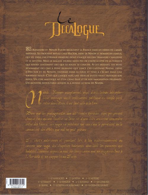 Verso de l'album Le Décalogue Tome 8 Nahik
