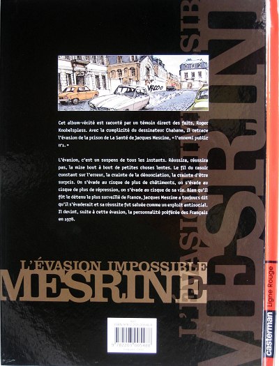 Verso de l'album Mesrine L'évasion impossible