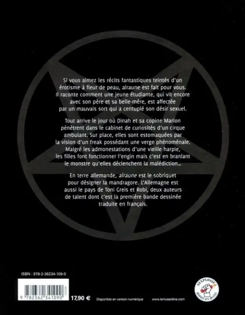 Verso de l'album Alraune Tome 1