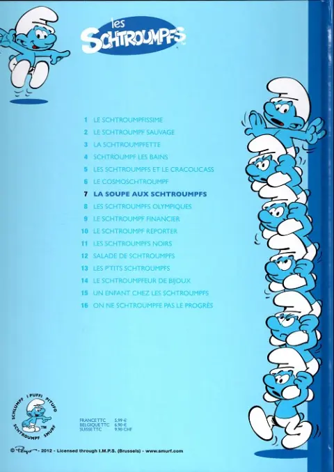 Verso de l'album Les Schtroumpfs Tome 7 La soupe aux Schtroumpfs