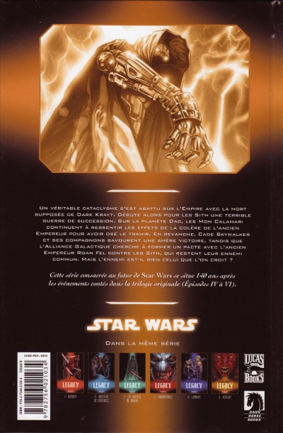 Verso de l'album Star Wars - Legacy Tome 6 Renégat