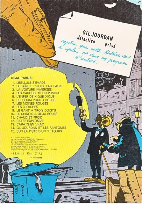 Verso de l'album Gil Jourdan Tome 2 Popaïne et vieux tableaux