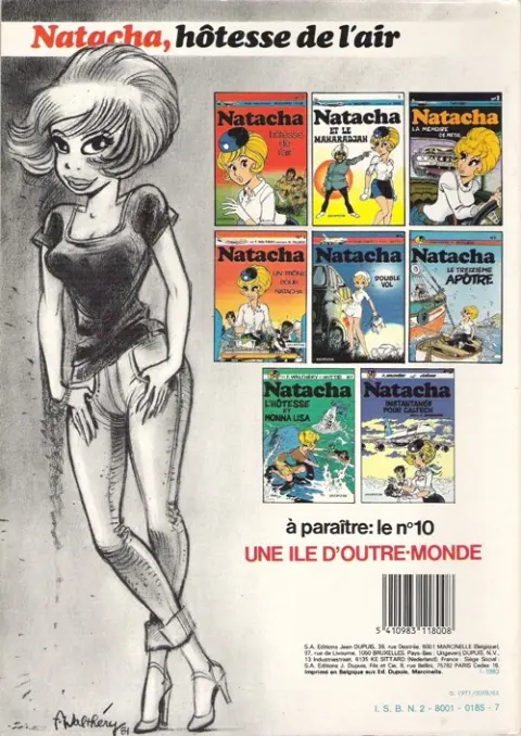 Verso de l'album Natacha Tome 1 Hôtesse de l'air